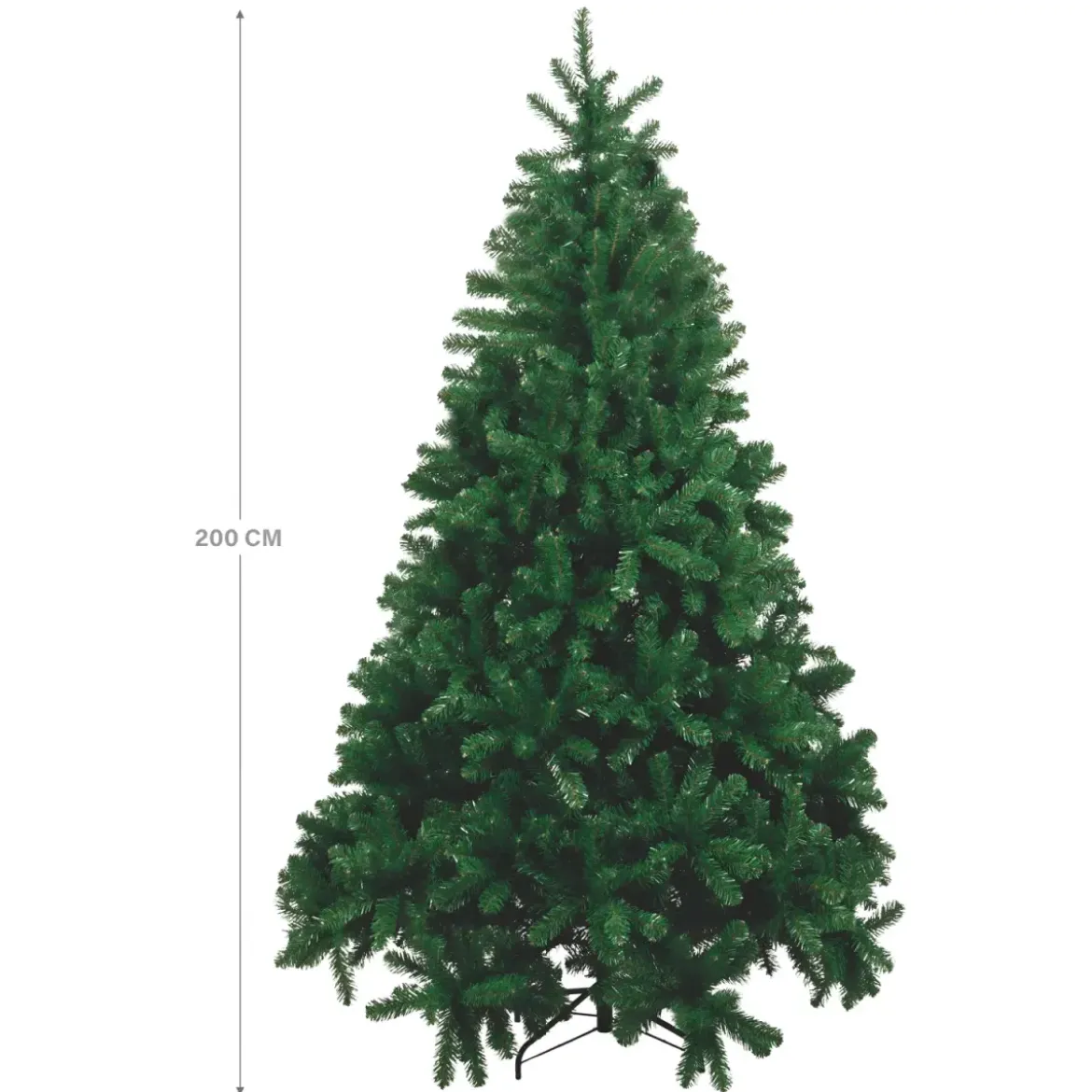 Albero di Natale Altezza 200 cm Folto Realistico PVC con Base a Croce