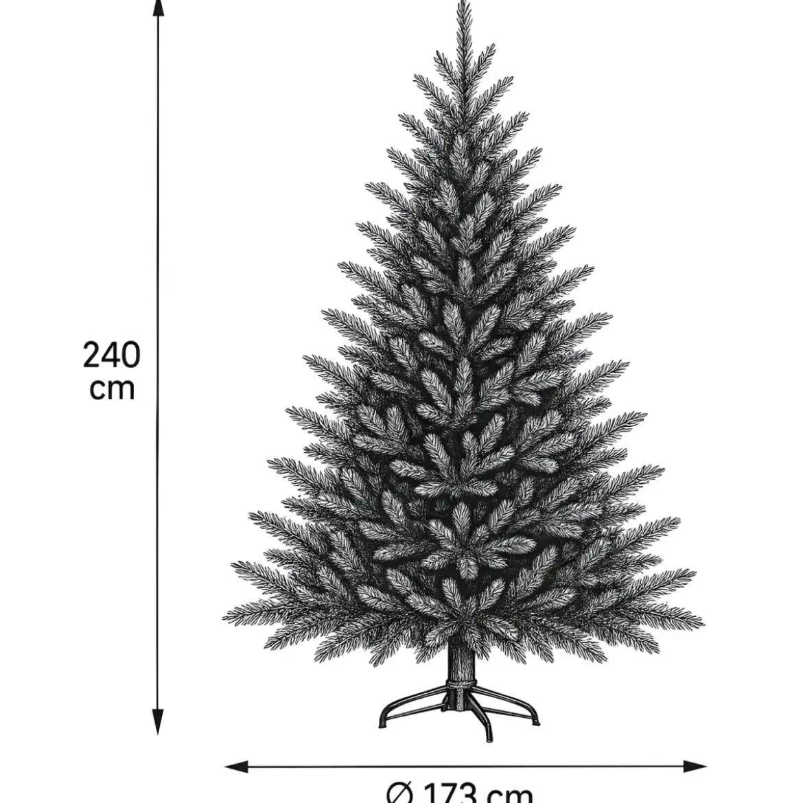 Albero di Natale Artificiale Altezza 240 cm Rami Realistici in PVC