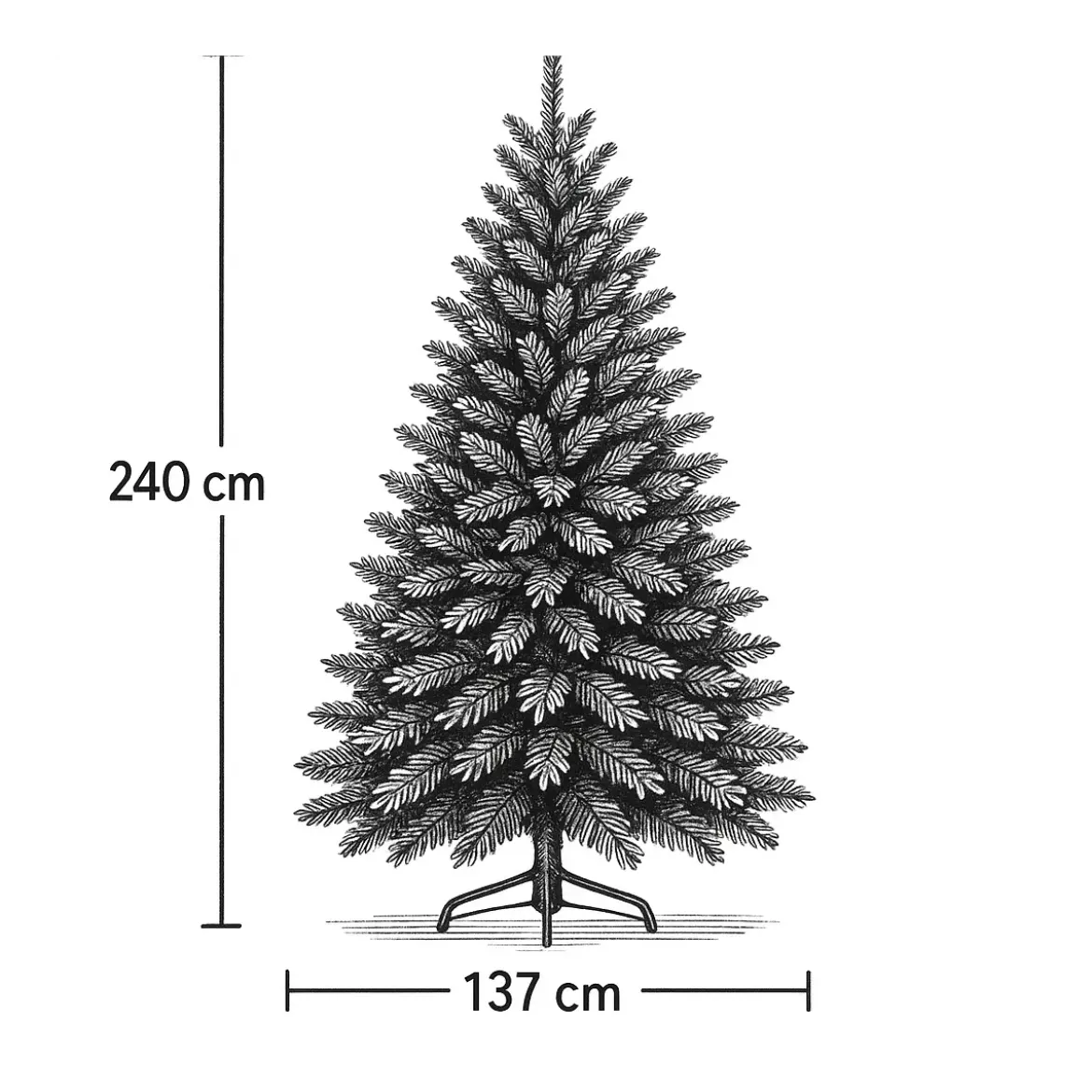 Albero di Natale Effetto Realistico Verde Altezza 240 cm in PVC PE