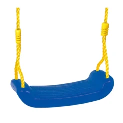 Altalena Cavallino Bambini 3 Posti Seggiolino + Cavalluccio Blu Metallo Alt 182