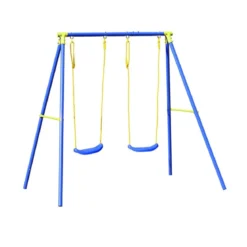 Altalena 2 Posti Bambini Blu Struttura Metallo Alt 182 Giochi 3-12 anni Max 50kg