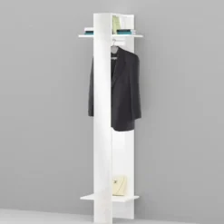 Appendiabiti da Ingresso con Specchio Bianco 2 Ripiani 50x35x191cm