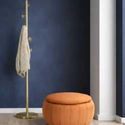 Appendiabiti da Terra in Metallo h185 cm Piantana Oro Design Moderno