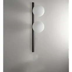 Applique a Muro in Metallo Nero 2 Punti Luce Lampada Elegante da Parete