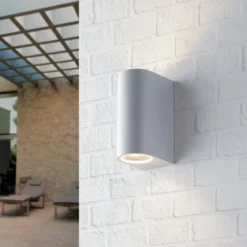 Applique in Alluminio Bianco Faretto 2 Punti Luce a Parete da Esterno