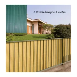 2 Arella Doppia in Bamboo PVC Recinzione 3x1.5 Ombreggiante Verde Beige Plastica