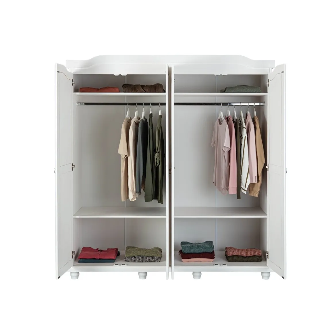 Armadio a 4 Ante Bianco Legno Appendiabiti Mobile Camera Letto Cabina Guardaroba