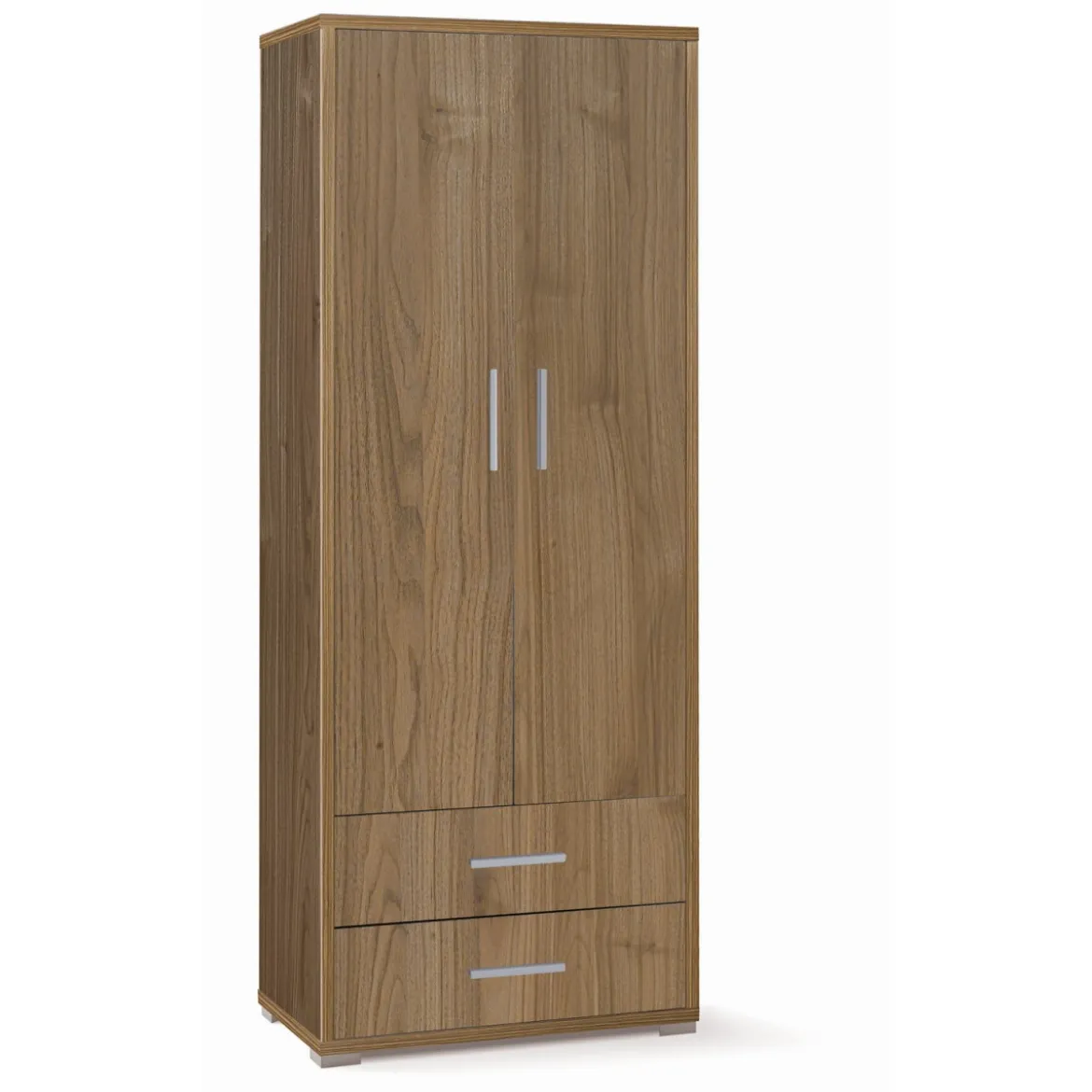 Armadio Alto 180 cm 2 Ante con Cassetti Noce Ripiani Ufficio Mobile