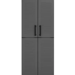 Armadio Alto 68x37x163 cm da Esterno e Interno 3 Ripiani Regolabili