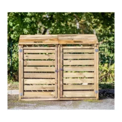 Armadio Basso in Legno 2 Ante Mobile per Secchi Raccolta Differenziata Giardino