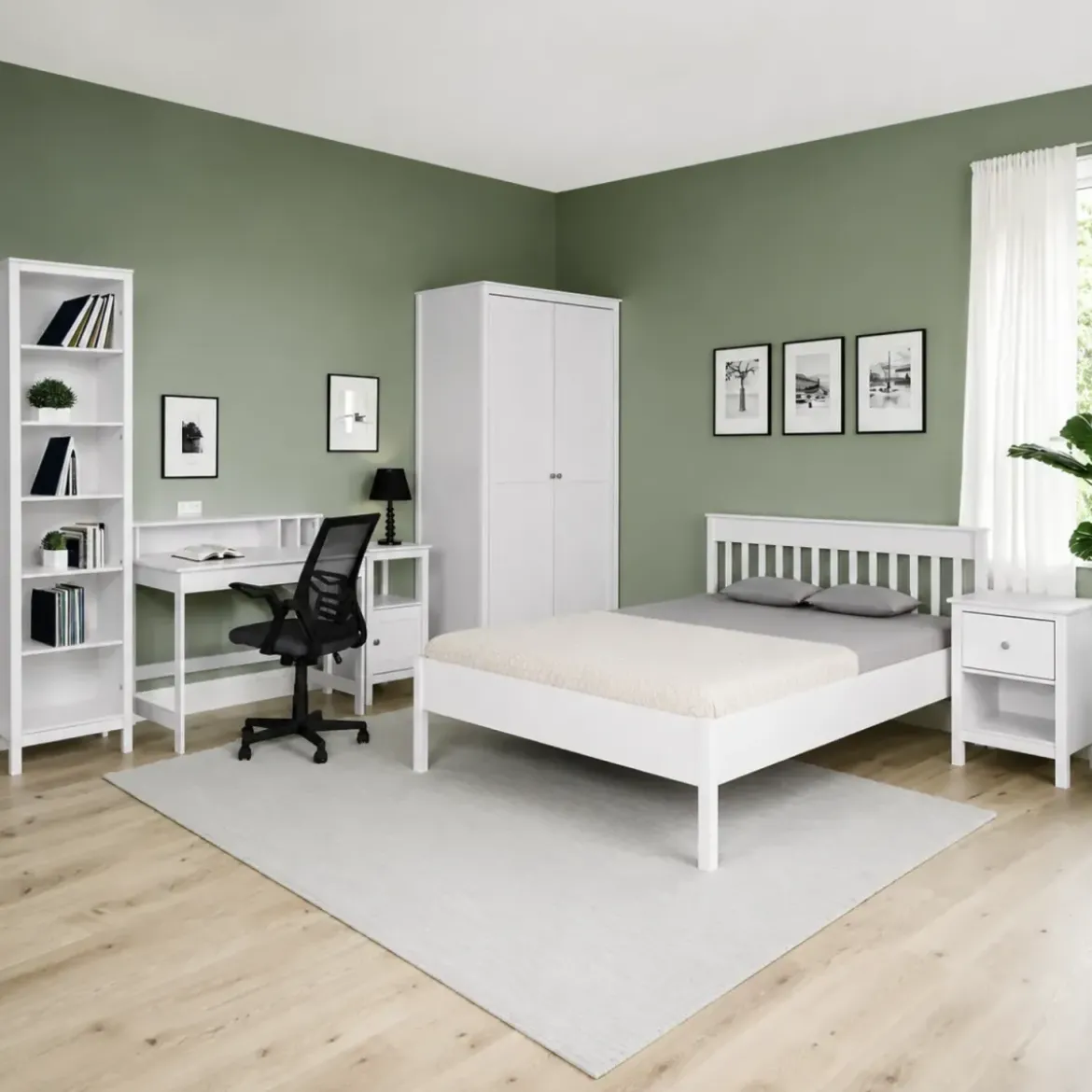 Armadio Camera da Letto 2 Ante con Asta Appendiabiti Legno Bianco