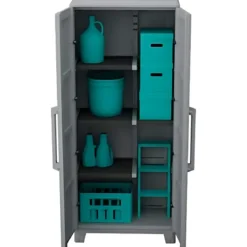 Armadio da Esterno 2 Ante in Pvc Resina Tuttopiani con Ripiano Mobile Modulare