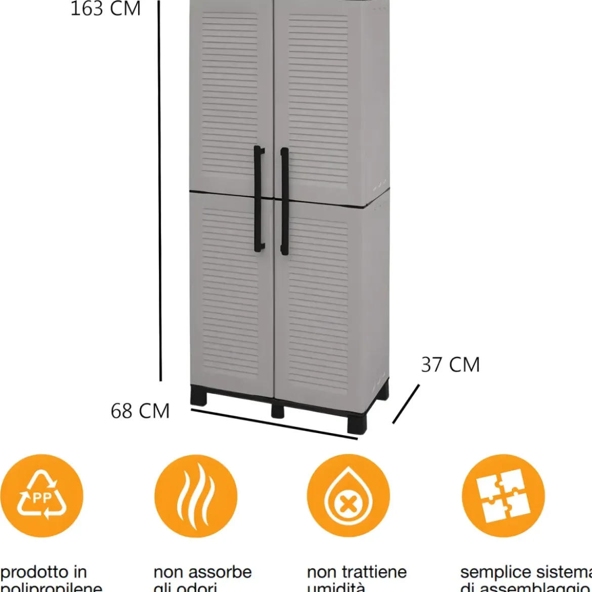 Armadio da Esterno Portascope 68x37x169 cm Ripiani Regolabili