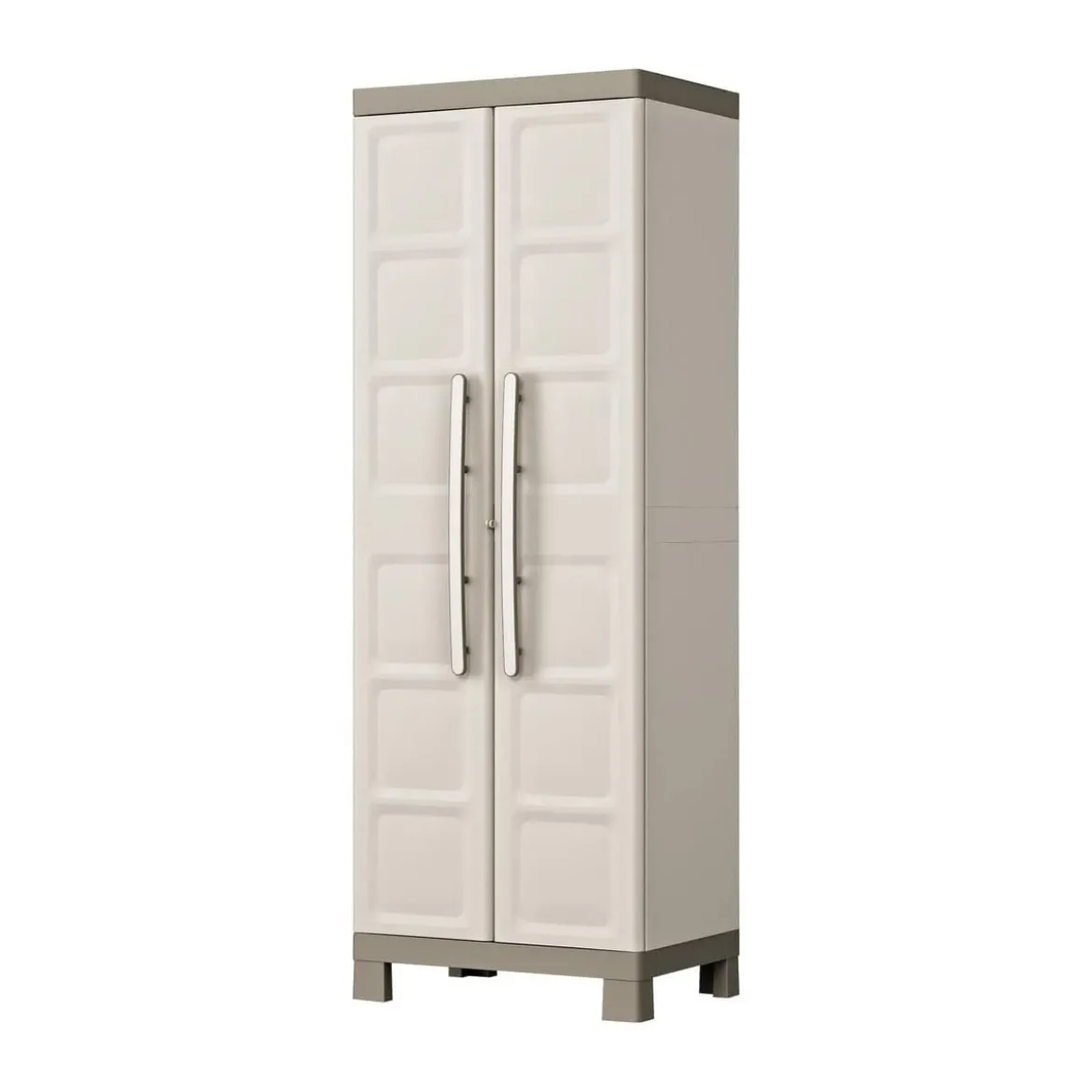 Armadio Keter in Resina Alto da Esterno Tortora Multiuso Portascope Beige 2 Ante