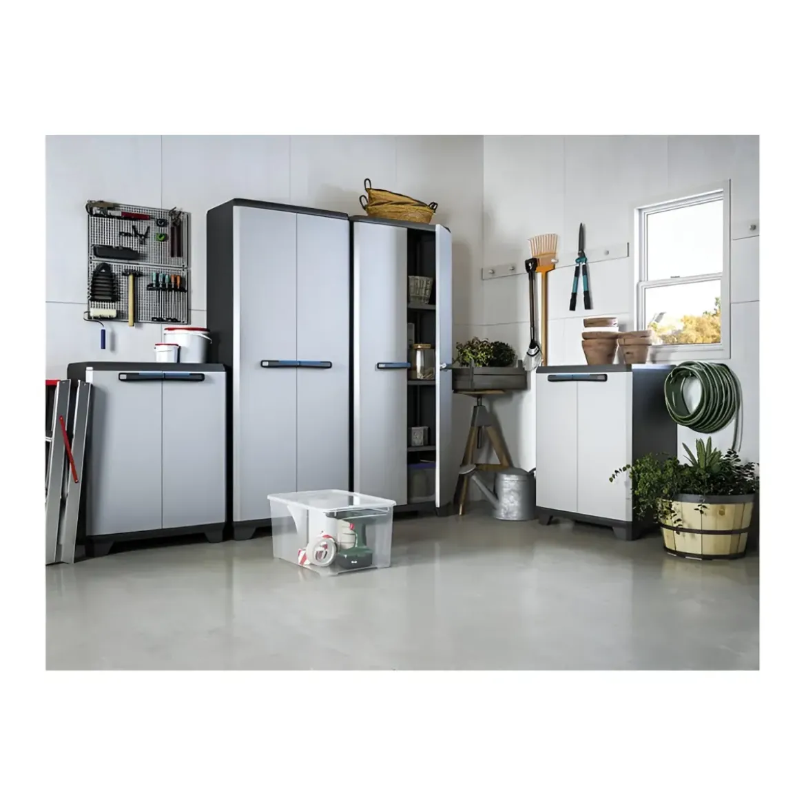 Armadio Keter Linear Resina 3 Piani Regolabili Esterno 68x39x173 cm Grigio