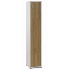 Armadio Mobile Bianco Noce 1 Anta 200 Ripiani a Colonna Bagno Ufficio
