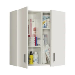 Armadio Pensile Sospeso 2 Ante Bianco Mobile Lavanderia Bagno Armadietto Legno