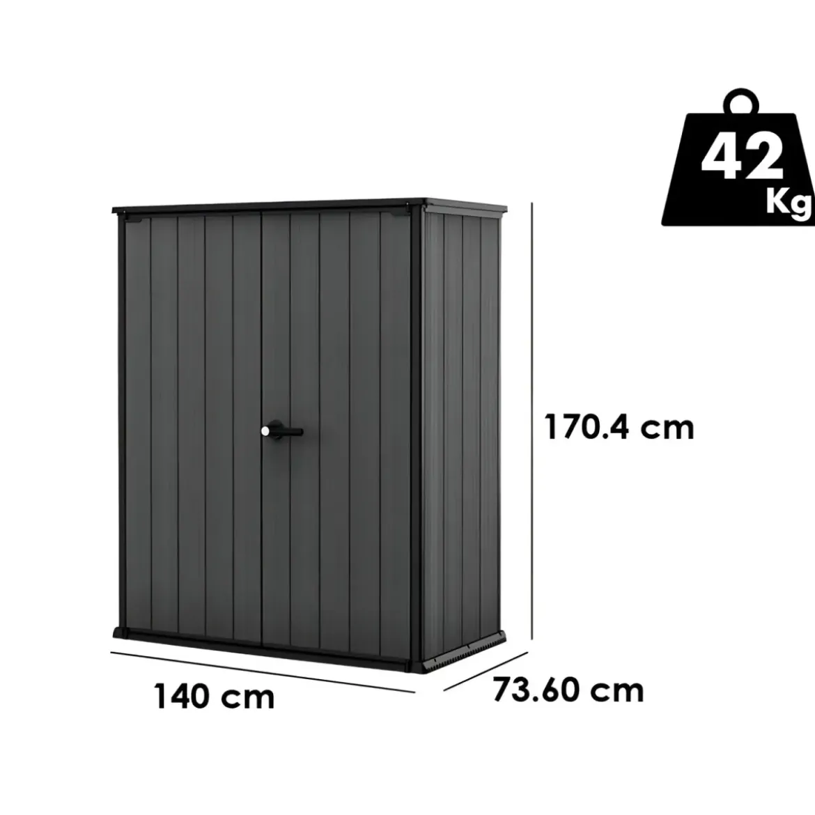 Armadio Porta Attrezzi Keter in Resina da Giardino 1400 L Evotech Grigio
