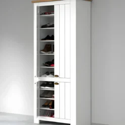 Armadio Scarpiera 4 Ante Mobile Ingresso Bianco Rovere 84x42x200 cm