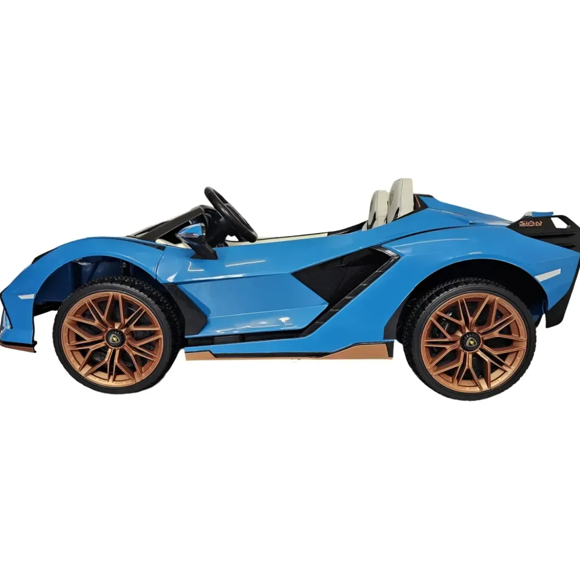Auto Elettrica Bambini 24V Lamborghini Sian Blu 2 posti Sedili in Pelle