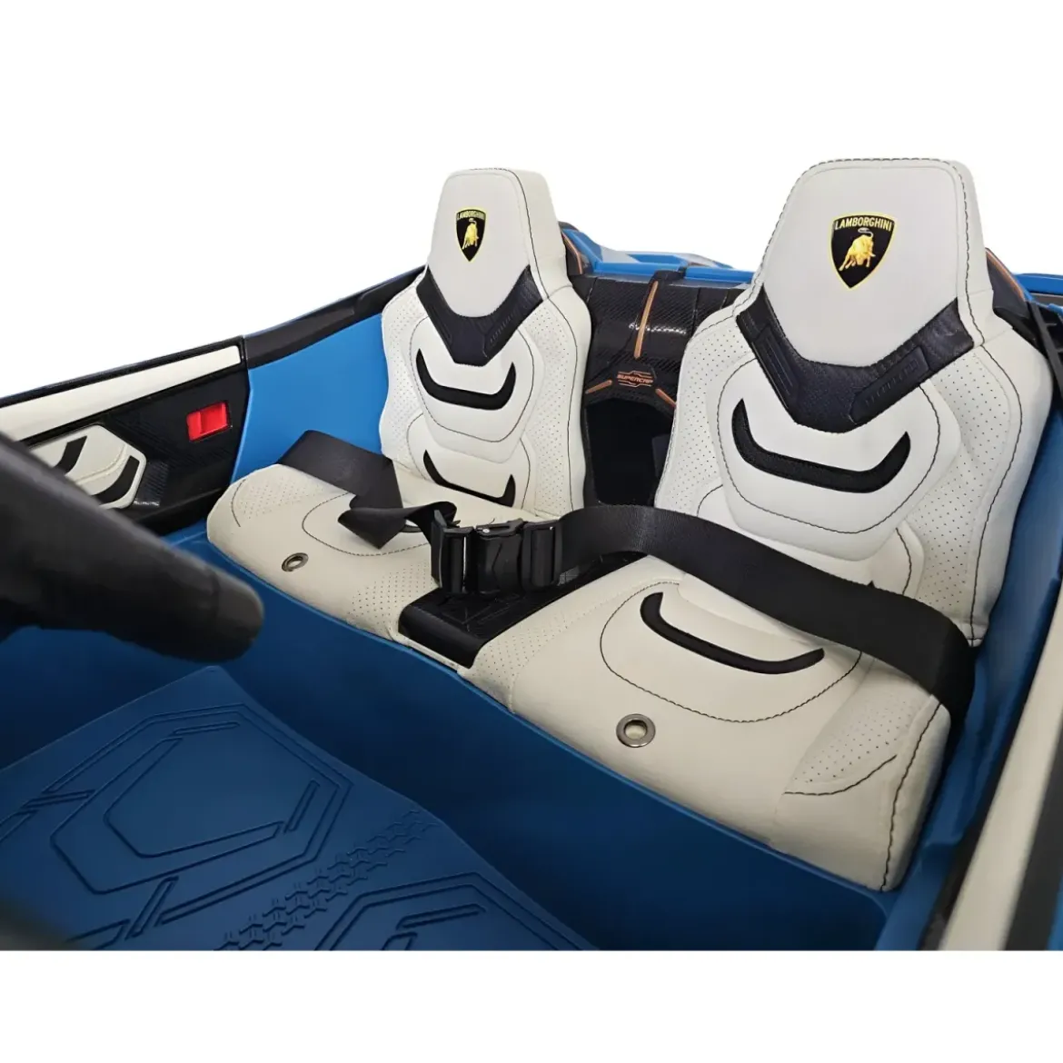 Auto Elettrica Bambini 24V Lamborghini Sian Blu 2 posti Sedili in Pelle