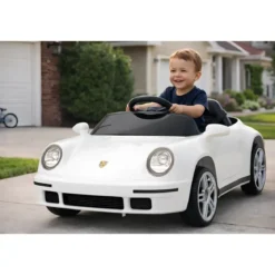 Auto Elettrica per Bambini Bianco Porsche Tuning Ruf Telecomando e LED