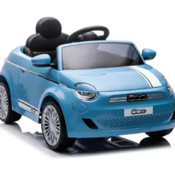 Auto Elettrica per Bambini Fiat 500 12V Blu Telecomando e Fari LED