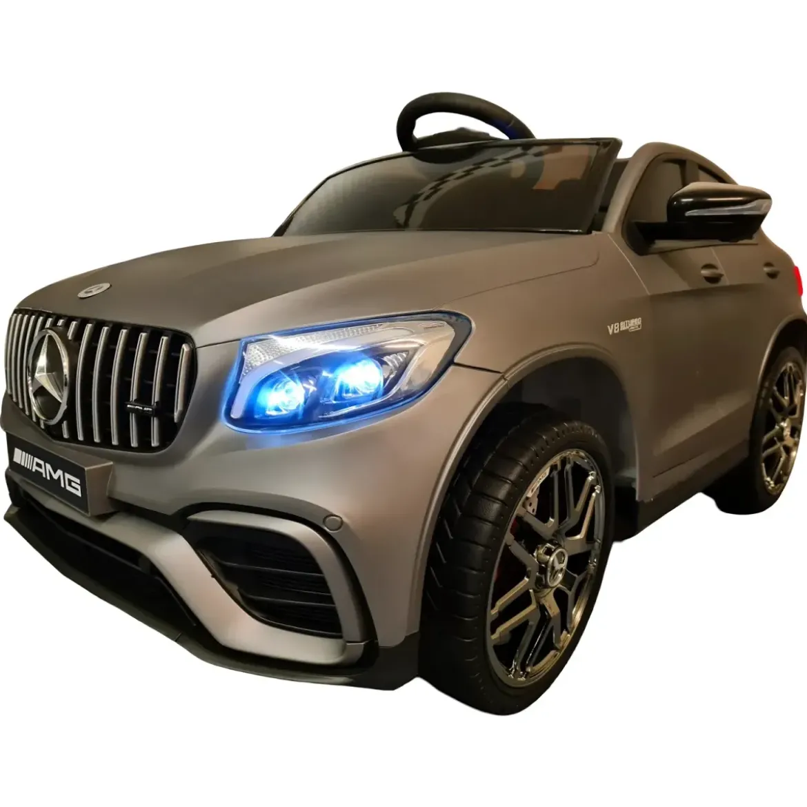 Auto Elettrica per Bambini 12V Grigio con Telecomando e Luci LED