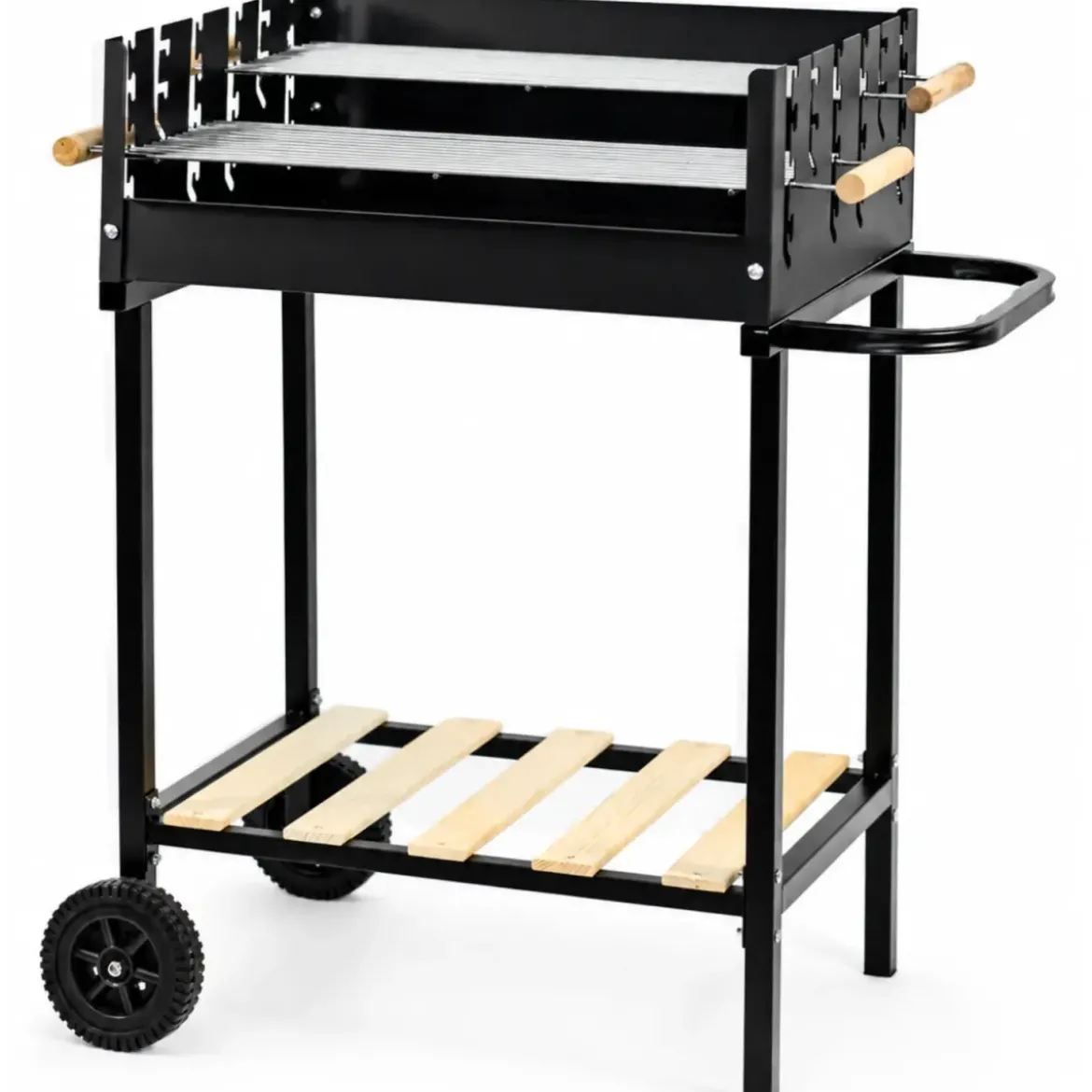 Barbecue a Carbone da Giardino con Ripiano e Griglia Inox Regolabile