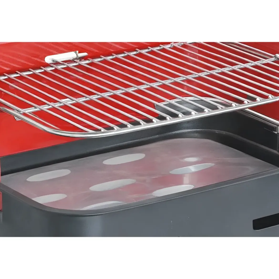 Barbecue a Carbonella 37x27x66 cm Griglia Regolabile Acciaio Rosso