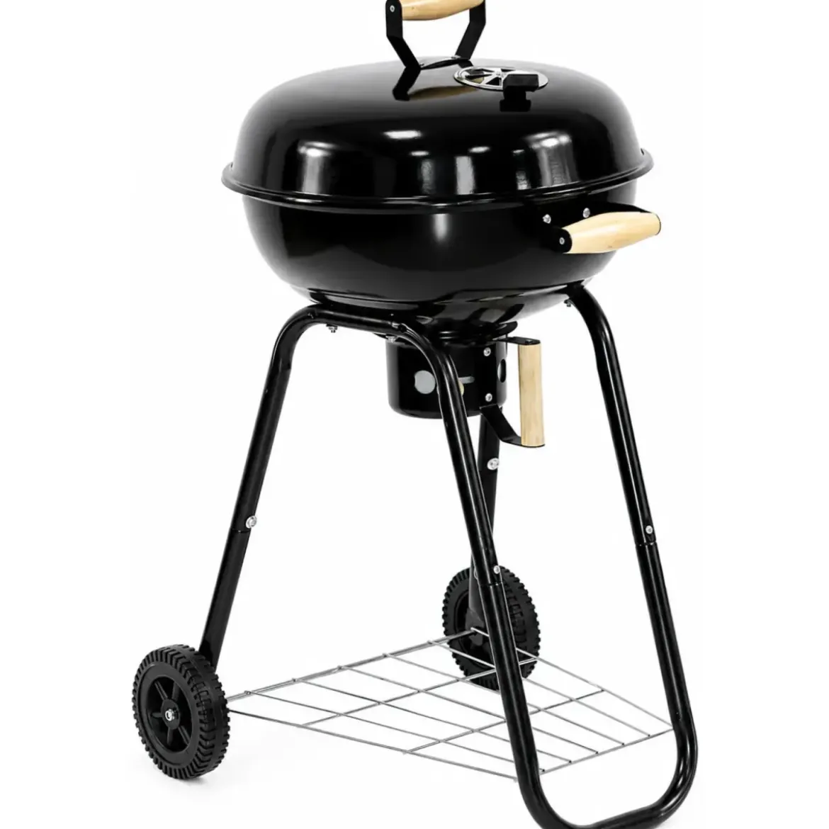 Barbecue a Carbone Rotondo con Griglia Inox Coperchio con Termometro
