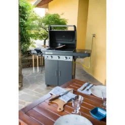 Barbecue Dual Gas Metano GPL 3 Bruciatori BBQ Fornello e Piastra Ghisa