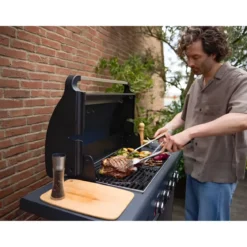 Barbecue Gas Campignaz 4 Fuochi Ruote Acciaio Inox Nero 127x57x113 cm