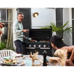 Barbecue Gas Campignaz 3 Fuochi Ripiani Laterali Nero 115x57x113 cm