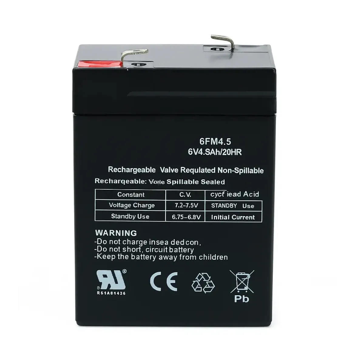 Batteria 6V 4.5Ah Ricambio Compatibile con Giochi Elettrici per Bambini