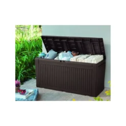 Baule Cassapanca Contenitore con Seduta Ruote Resina Giardino Plastica Esterno