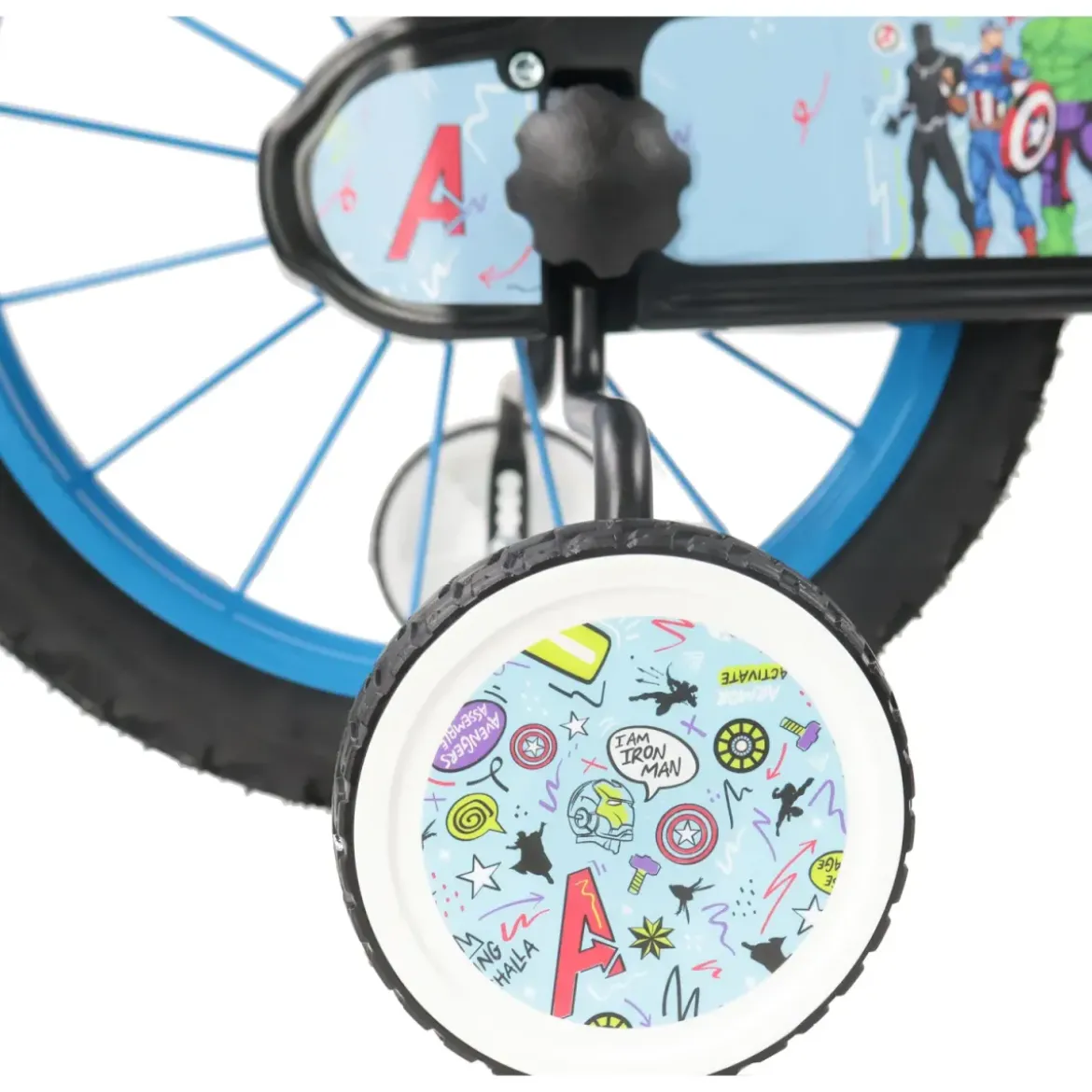 Bicicletta Bambini 16" Avengers Azzurro Rotelle Removibili Parafanghi