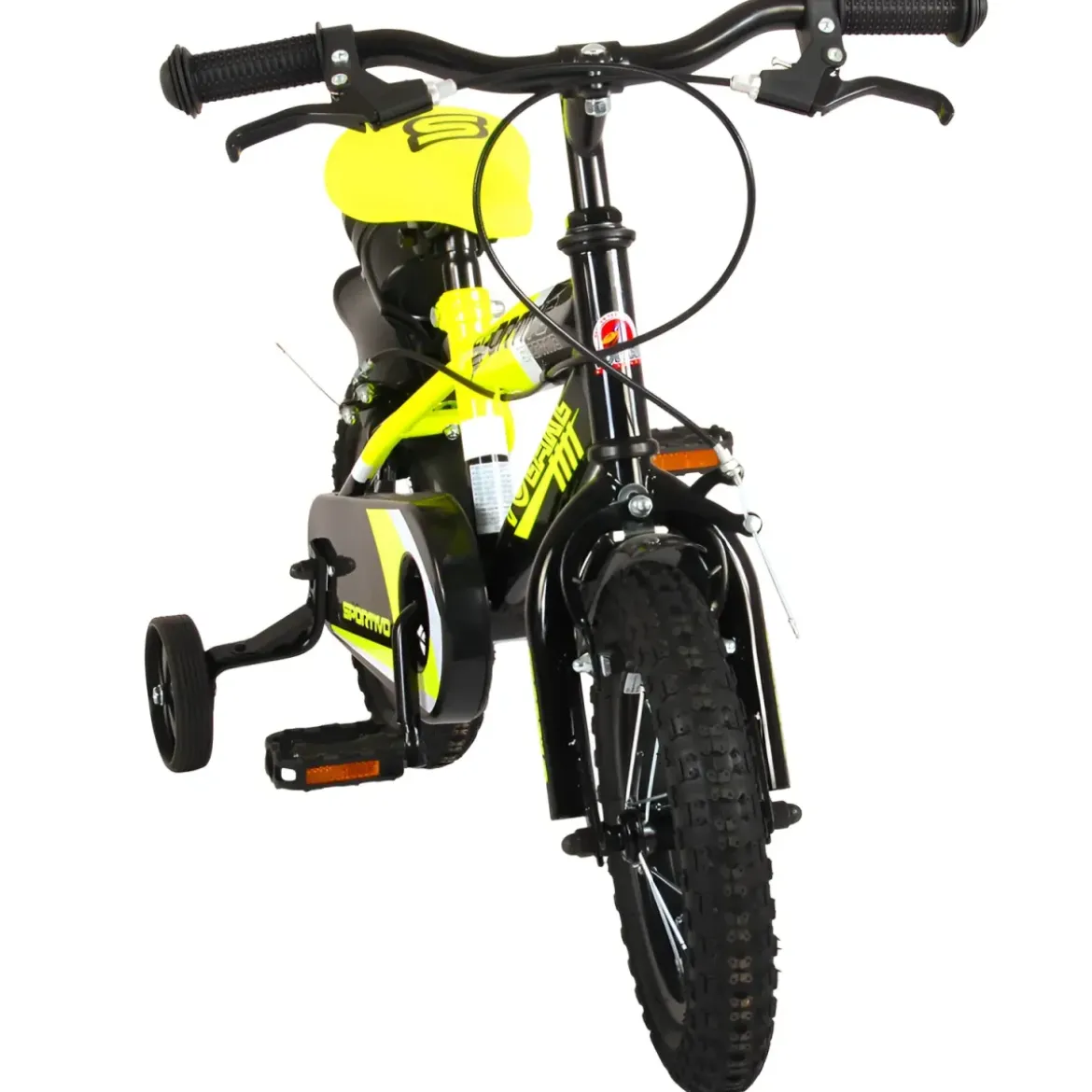 Bicicletta Bambini 16" Sportiva Giallo Rotelle Removibili Borraccia