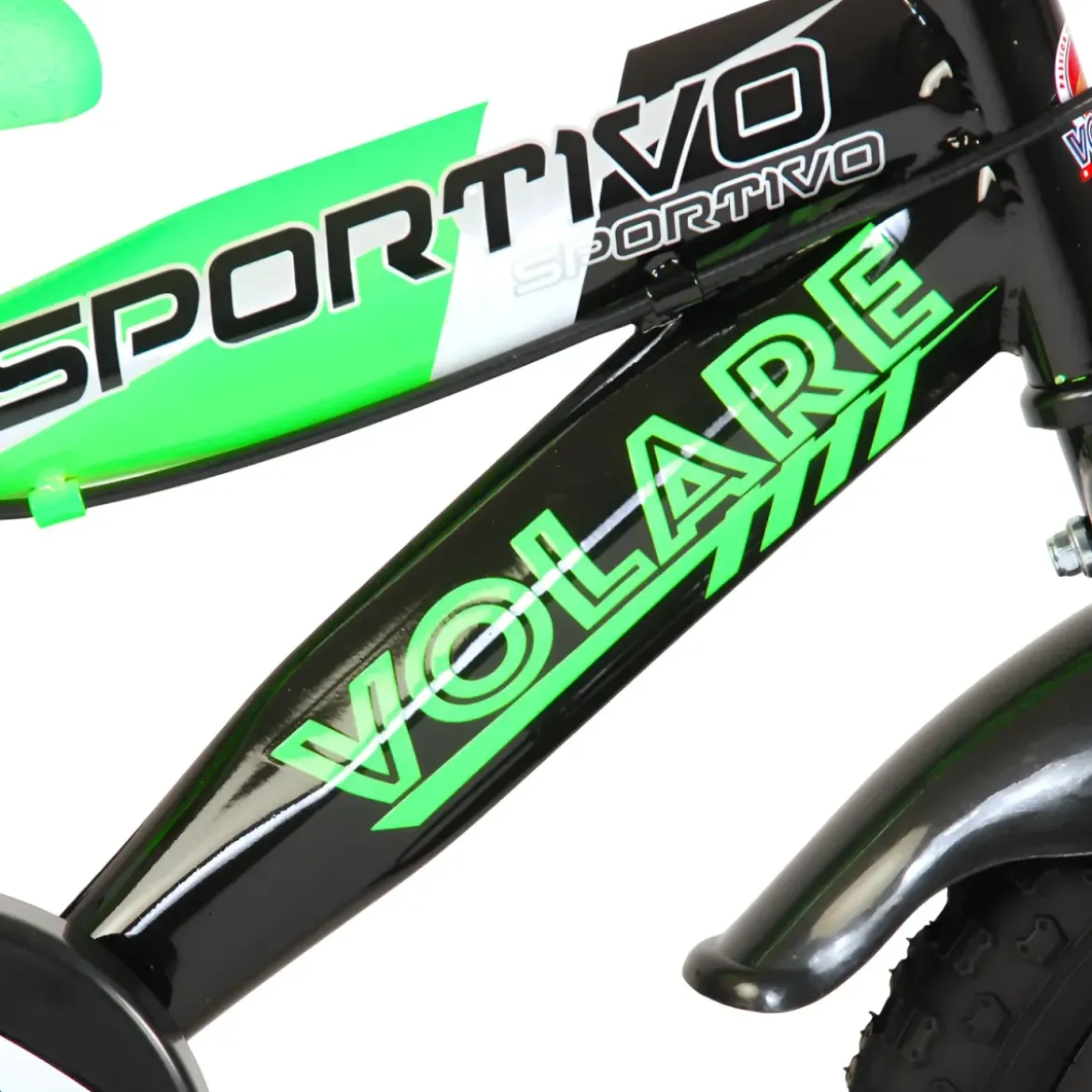 Bicicletta Bambini 14" Sportiva Verde Rotelle Removibili Borraccia