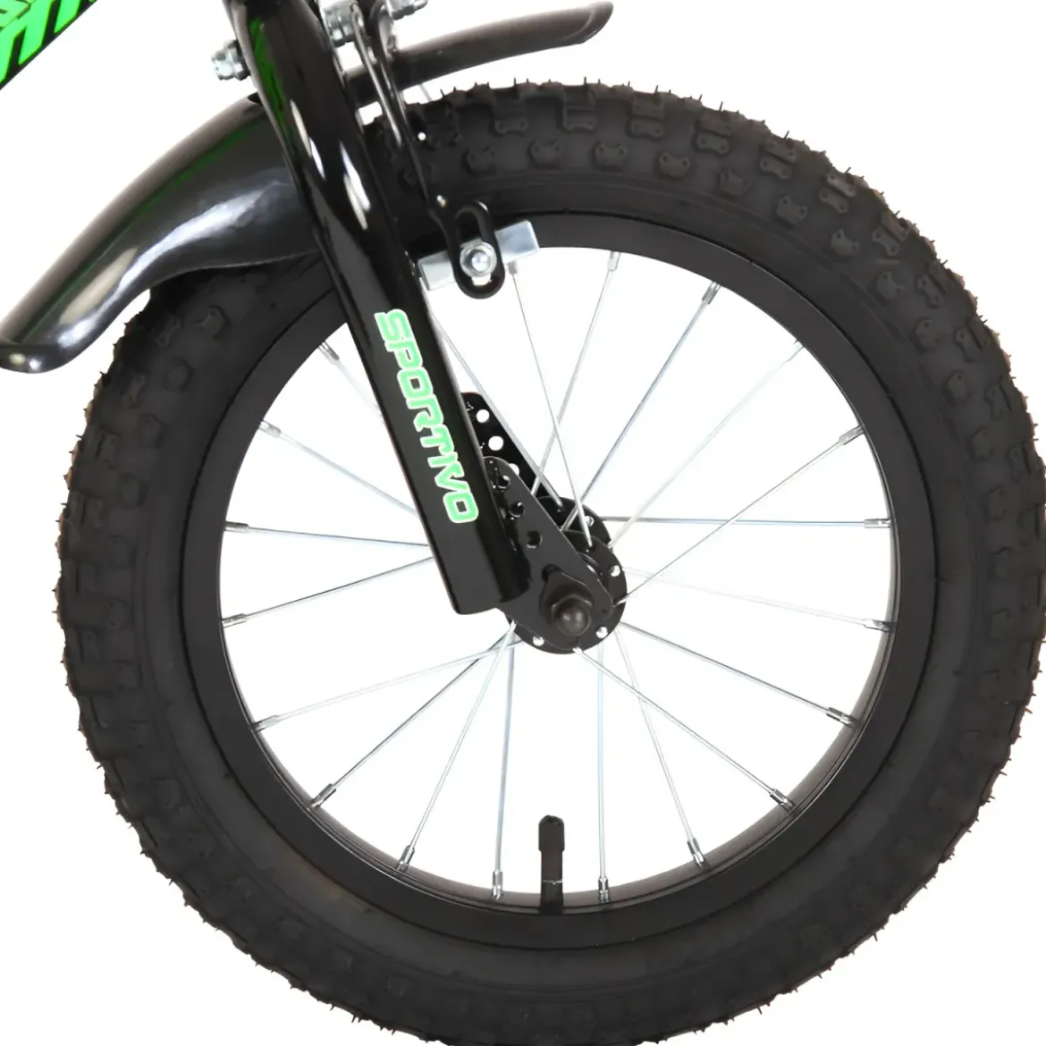 Bicicletta Bambini 14" Sportiva Verde Rotelle Removibili Borraccia