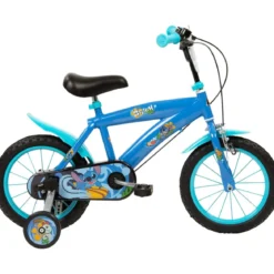 Bicicletta con Rotelle da Bambino Stitch Bici Blu Ruota 14 Pollici