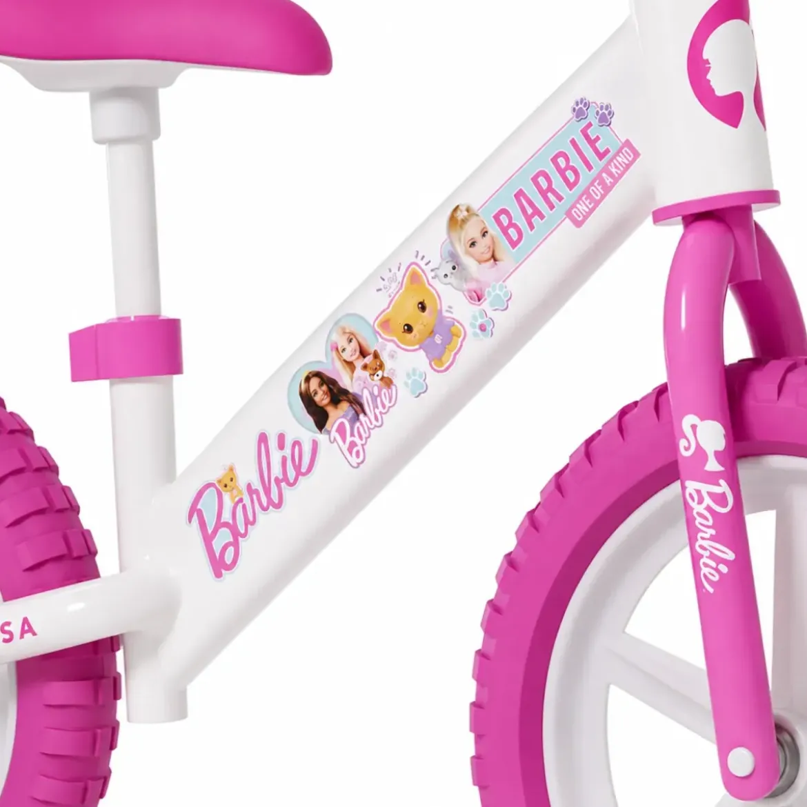 Bicicletta per Bambini Barbie Bianco Rosa Senza Pedali Balance Bike