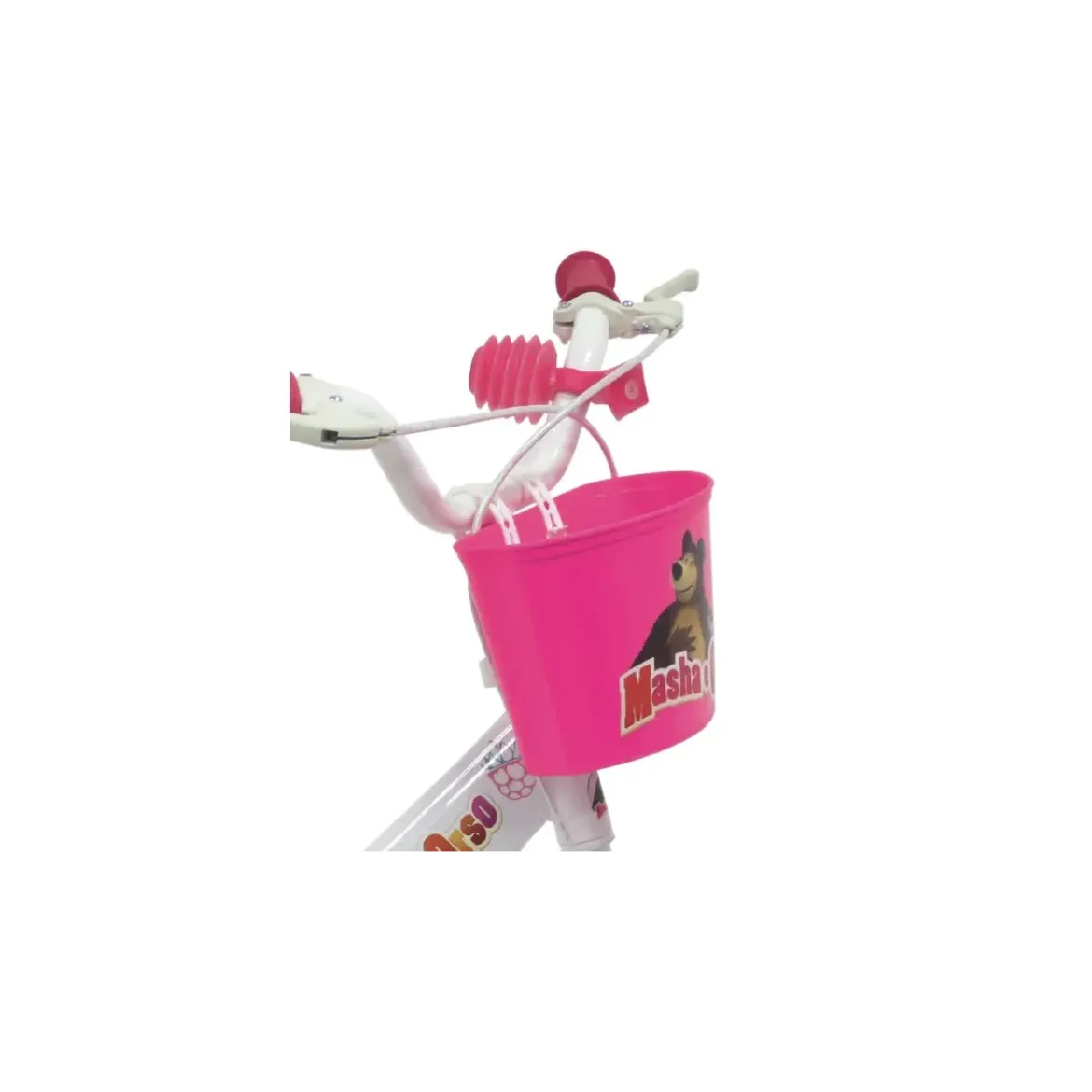 Bicicletta per Bambini 12" Masha e Orso Bianco con Portabambola Rotelle