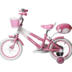 Bicicletta per Bambini 16" Regolabile Unicorno Rosa Rotelle Removibili