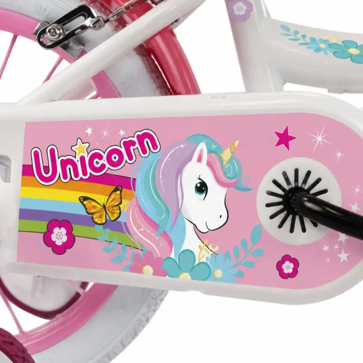 Bicicletta per Bambini 12" Rosa Unicorno Rotelle Removibili Cestino