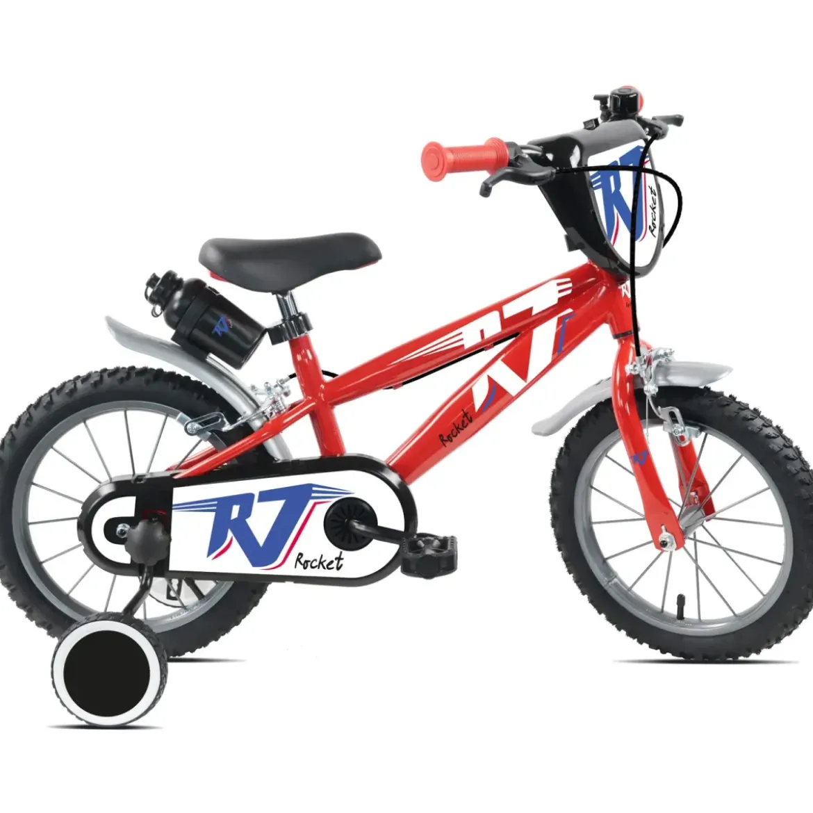 Bicicletta per Bambini 16" Rosso Rocket Rotelle Borraccia Trombetta