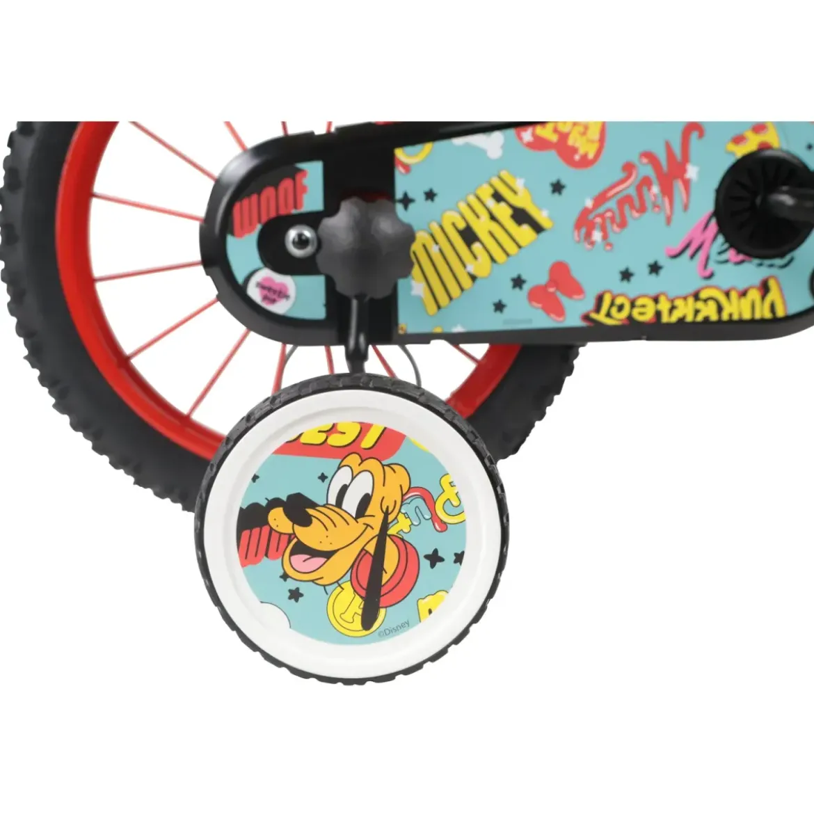 Bicicletta per Bambini 14" Topolino Disney Rosso Rotelle Borraccia
