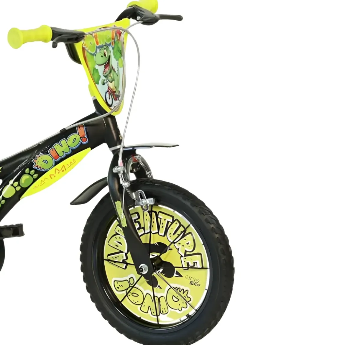 Bicicletta Rotelle per Bambini 16" Dinosaur T-Rex Nero Doppio Freno