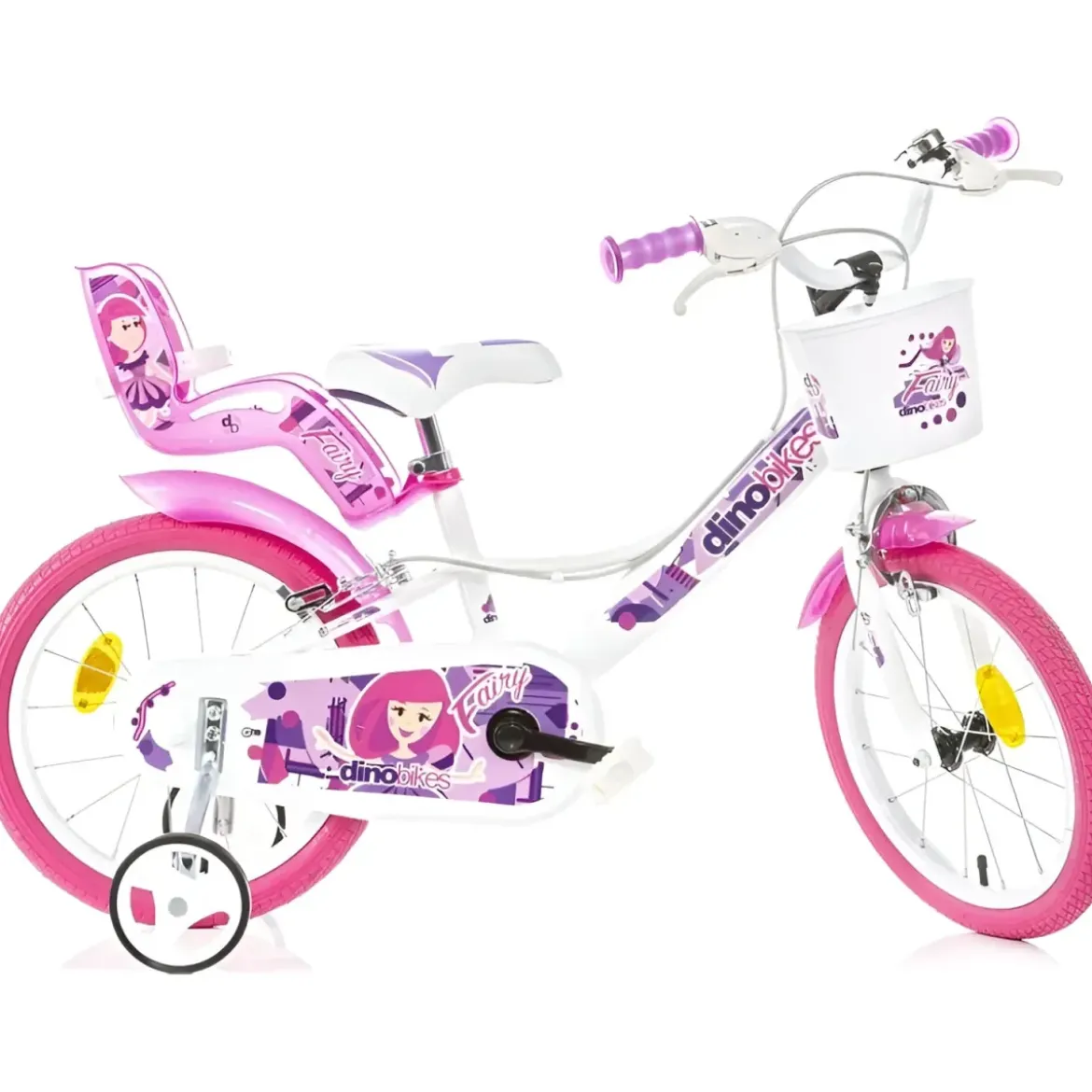 Bicicletta Rotelle per Bambine 16" Fairy Bianco Telaio Acciaio 2 Freni