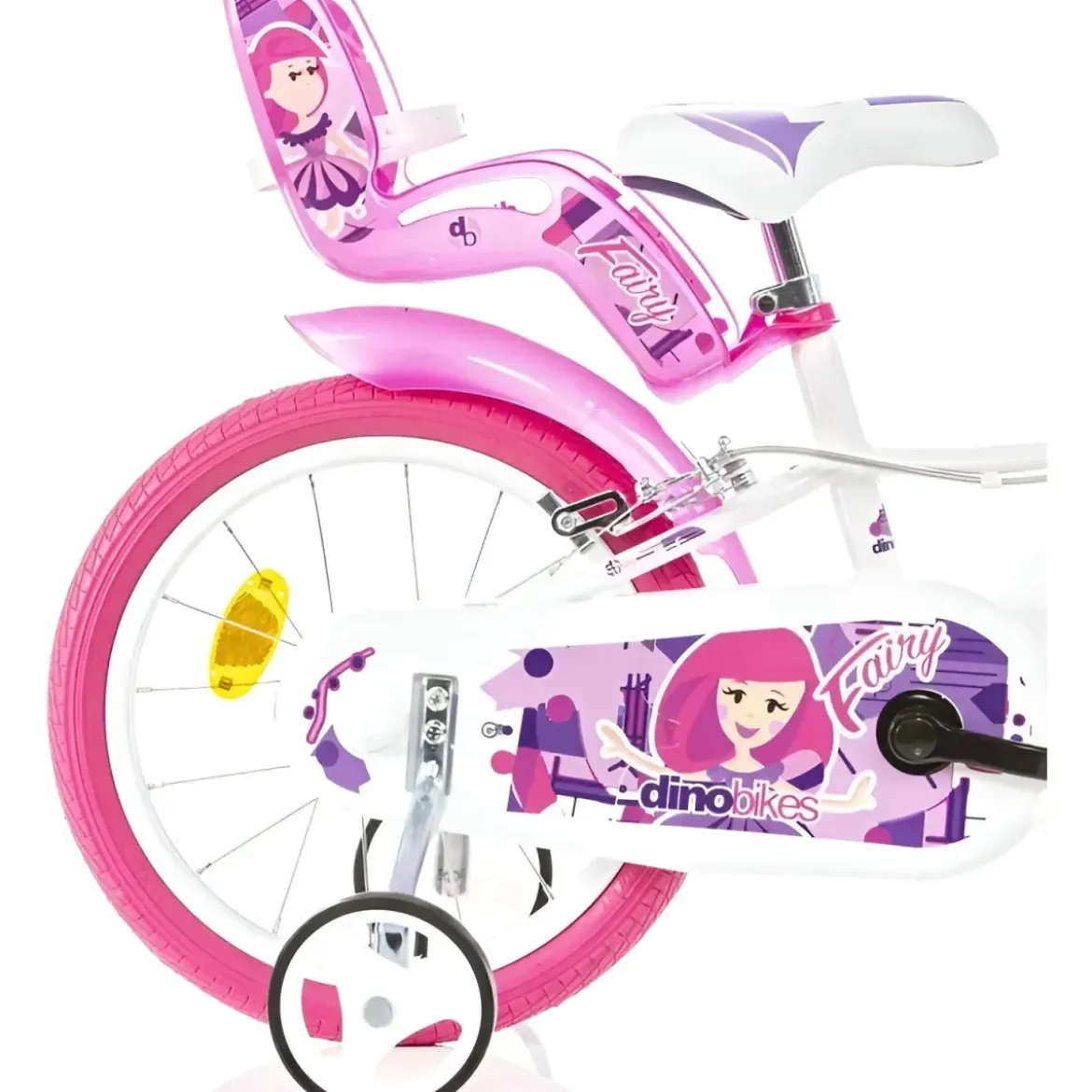 Bicicletta Rotelle per Bambine 16" Fairy Bianco Telaio Acciaio 2 Freni